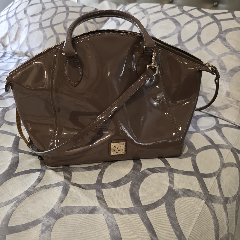 Dooney & Bourke Glossy Brown Satchel